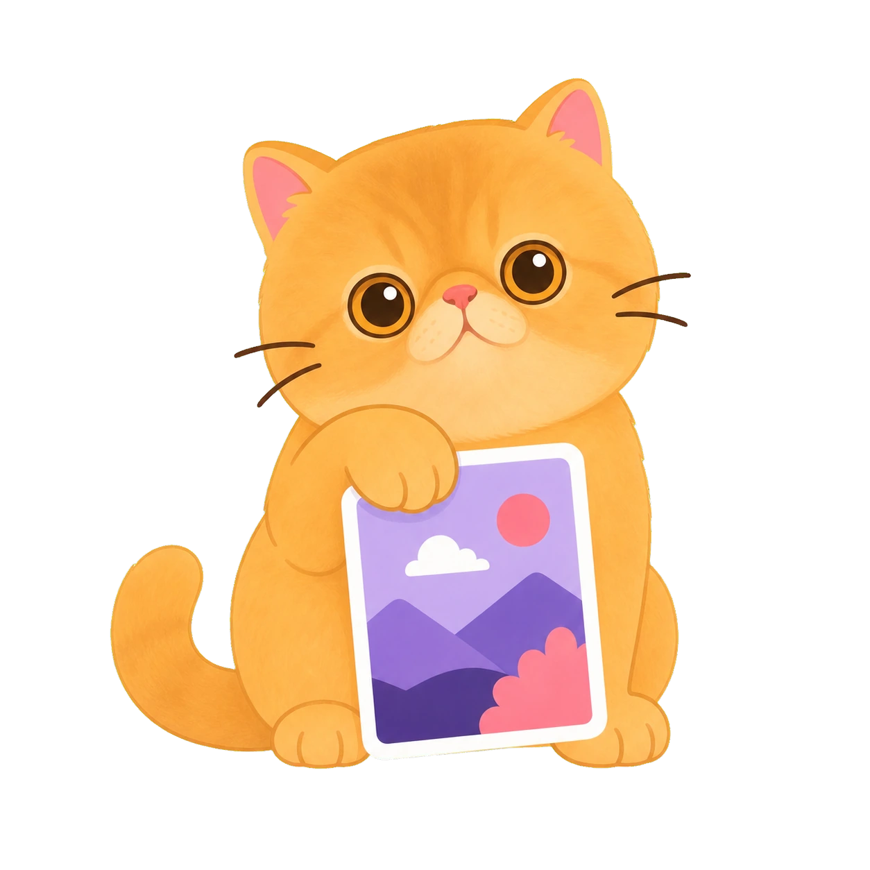 Illustration of Cookie Dough, an orange Exotic Shorthair cat